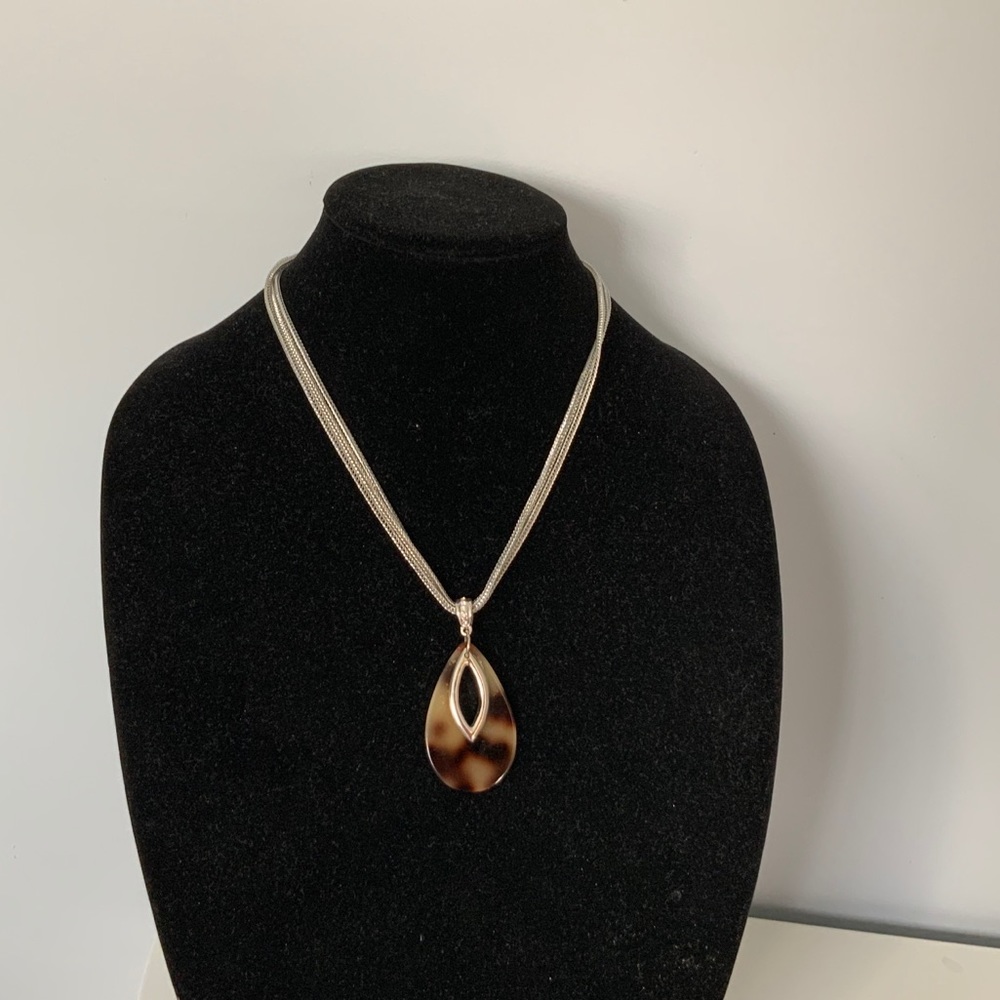 Tortoise Acetate Teardrop Pendant Necklace
